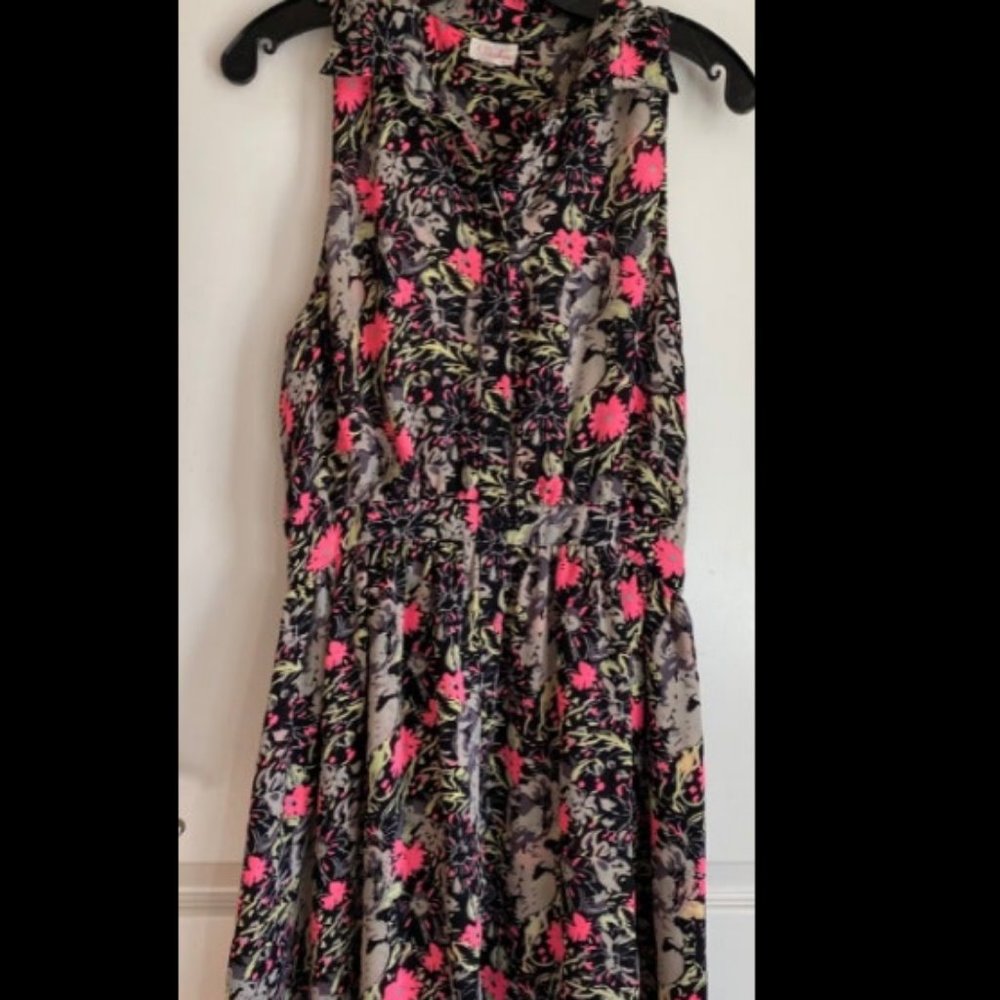 PARKER Revolve Sleeveless Floral Button-front Collar Dress Small 4-6 Like New